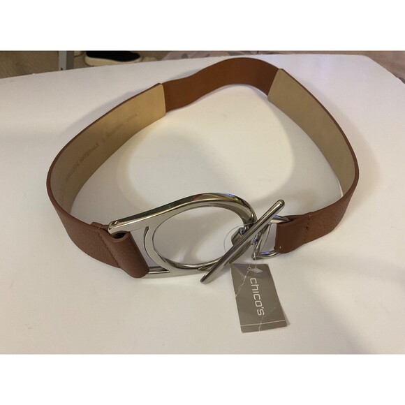NWT Chico’s - Kendra Brown Vegan Leather Romantic Boho Belt with Elastic - S main image 4